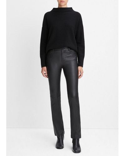 Vince Stretch Leather Boot-cut Pant In Black