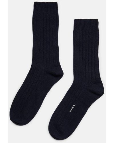 Vince Cashmere Rib Sock, Blue, Size S/m