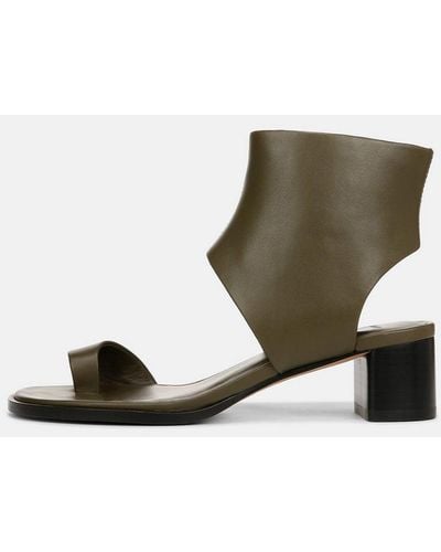 Vince Ada Heeled Leather Sandal, Militaire, Size 9 - Multicolour