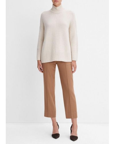 Vince Wool And Cashmere Trapeze Turtleneck Sweater, Brown, Size M/l - White