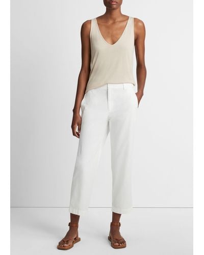 Vince Low-Rise Washed Cotton Crop Pant, Off - White