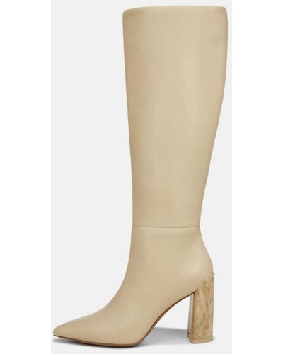 Vince Pilar Leather Knee Boot, Beige, Size 6.5 - White