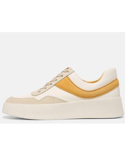 Vince Warren Court Leather And Suede Trainer - White