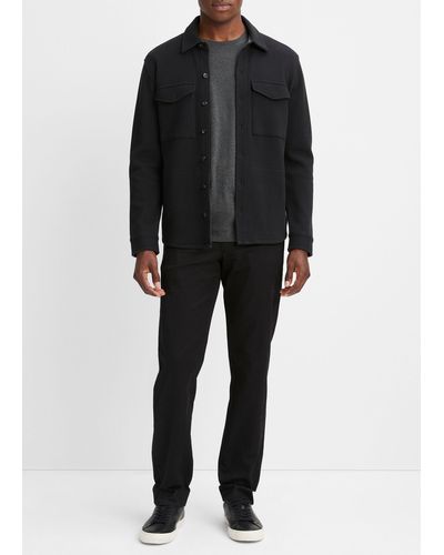 Vince Double-knit Piqué Shirt Jacket, Black, Size Xl