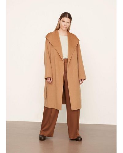 Vince Belted Drape-neck Coat - Natural