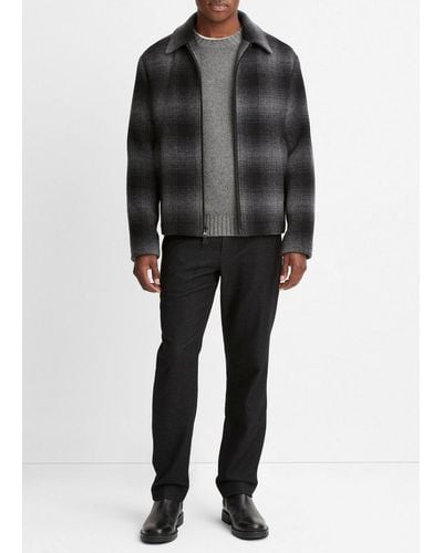 Vince Plaid Wool-blend Shirt Jacket, Brocatto, Size L - Black