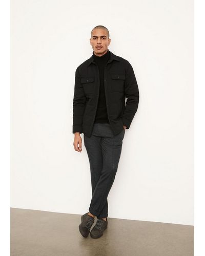 Vince Quilted Mixed Media Shirt Jacket - Black