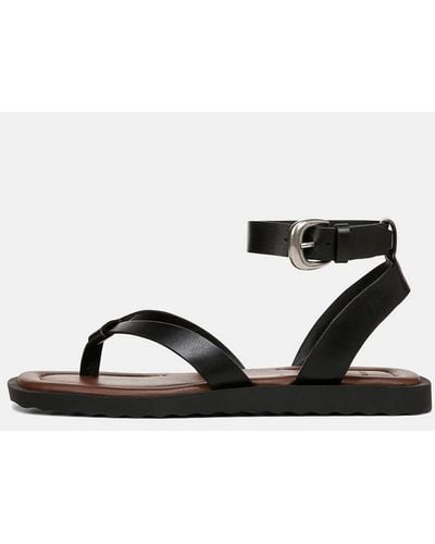 Vince Samuela Leather Lug-sole Sandal, Black, Size 8 - White