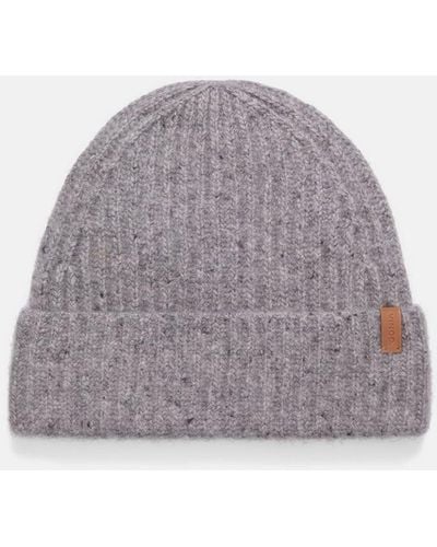 Vince Cashmere Donegal Rib Cuffed Hat, Gray