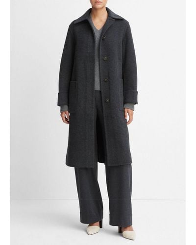Vince Fine Wool-blend Lined Overcoat, Gray, Size Xs - Black