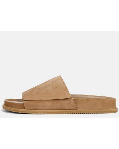 Vince Del Rey Suede Slide Sandal, New Camel, Size 9 - White