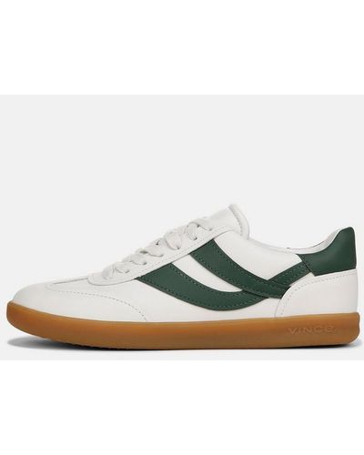 Vince Oasis Leather Trainer, Chalk White/pine Green, Size 8 - Multicolour