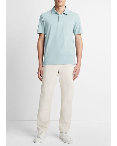 Vince Garment Dye Short-sleeve Polo Shirt, Washed Ceramic Blue, Size S