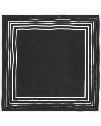 Vince Striped Silk Square Scarf, Black/optic White