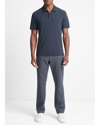 Vince Pima Cotton Short-sleeve Polo Shirt, Blue, Size Xl