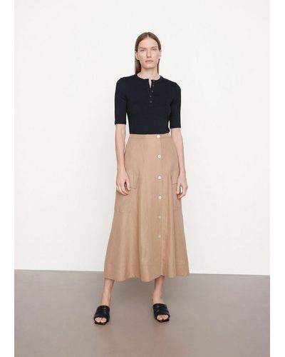 Vince Utility Button-front Midi Skirt - Natural