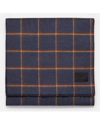Vince Windowpane Wool And Cashmere Double-face Scarf, Blue