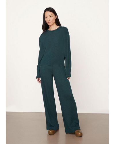 Vince Ribbed Wide Sleeve Nipped-waist Top - Green
