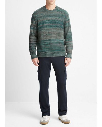 Vince Marled Cashmere-wool Crew Neck Sweater, Green, Size M - Blue