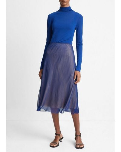 Vince Sheer Slip Skirt, Multicolour, Size Xs - Blue