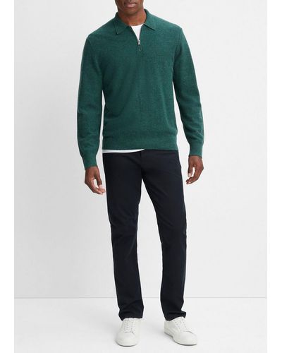 Vince Plush Cashmere Quarter-zip Sweater, Green, Size Xl