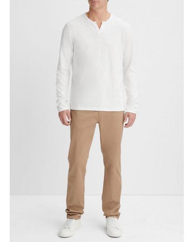Vince Slub Cotton Split-neck T-shirt, White, Size L