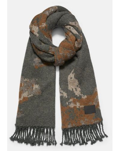 Vince Abstract Floral Brushed Alpaca-blend Scarf, Green - Gray