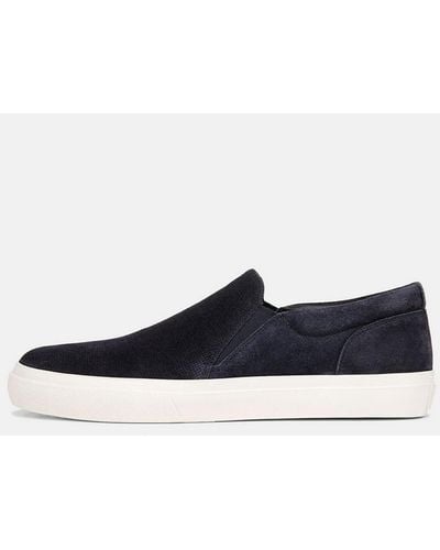 Vince Fletcher Perforated Suede Trainer, Night Blue, Size 8.5 - White