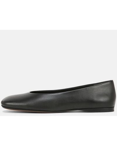 Vince Leah Leather Flat, Black, Size 8.5 - White