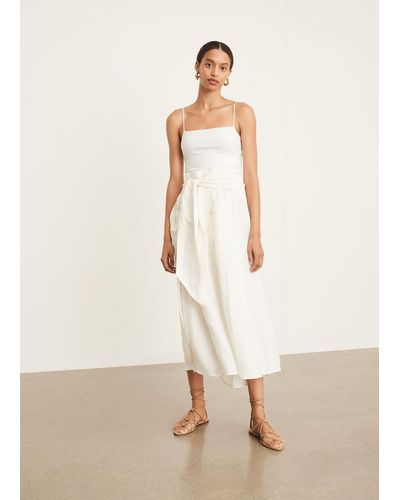 Vince Belted Button Front Skirt - White