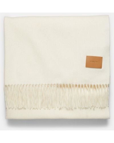 Vince Wool Fringed Wrap, White - Natural