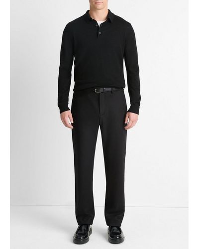 Vince Wool Long-Sleeve Polo Jumper - Black