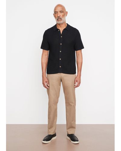 Vince Crochet Short Sleeve Button-down Shirt, Black, Size M