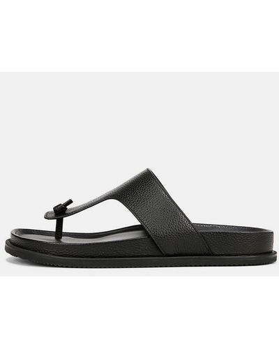 Vince Diego Leather Thong Sandal, Black, Size 8 - White