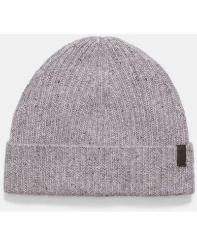 Vince Cashmere Donegal Rib Hat, Grey
