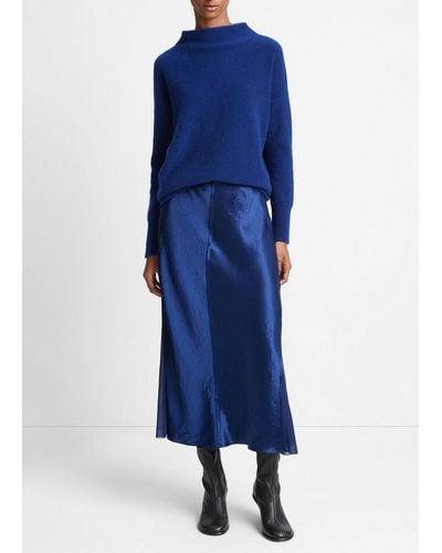 Vince Sheer-paneled Slip Skirt, Blue, Size 12