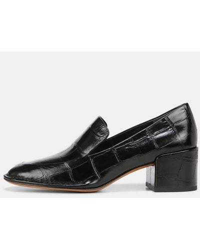 Vince Millie Leather Heeled Loafer, Black, Size 9