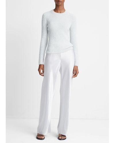 Vince Metallic Eyelash Pullover Sweater, Multicolour, Size S - White