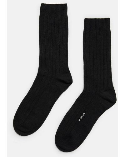 Vince Cashmere Rib Sock, Black, Size L/xl