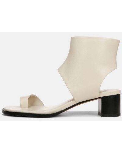 Vince Ada Heeled Leather Sandal, Moonlight, Size 9.5 - White