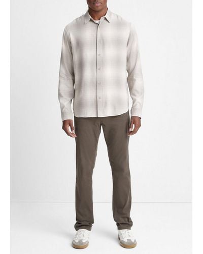 Vince Forest Shadow Plaid Shirt, Beige, Size Xxl - White