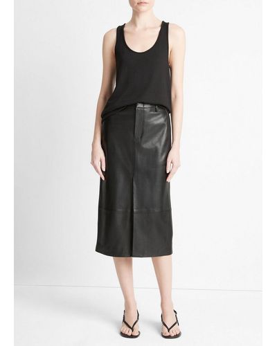 Vince Leather Trouser Skirt, Black, Size 14