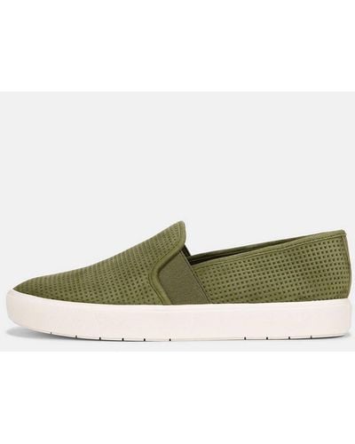Vince Blair Perforated Suede Sneaker, Green, Size 7.5