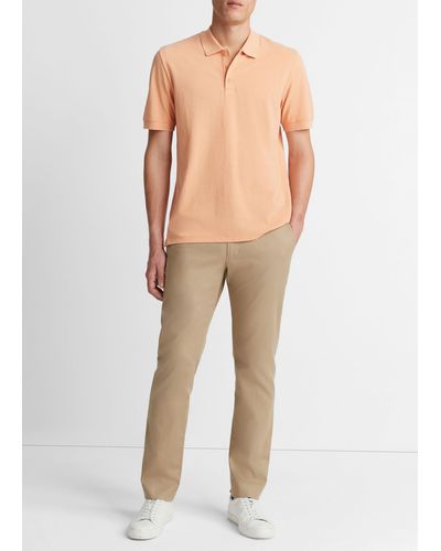 Vince Cotton Piqué Polo Shirt, Sahara Dune, Size S - Natural