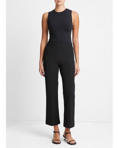Vince Mid-rise Pintuck Crop Flare Pant, Black, Size 10