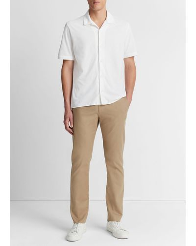 Vince Cotton Piqué Cabana Short-sleeve Button-front Shirt, White, Size Xxl