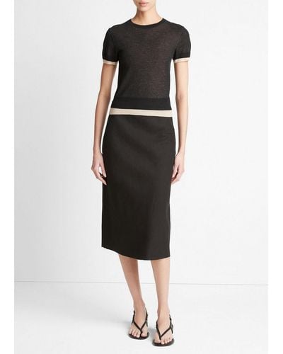 Vince Easy Linen-blend Slip Skirt, Black, Size 16