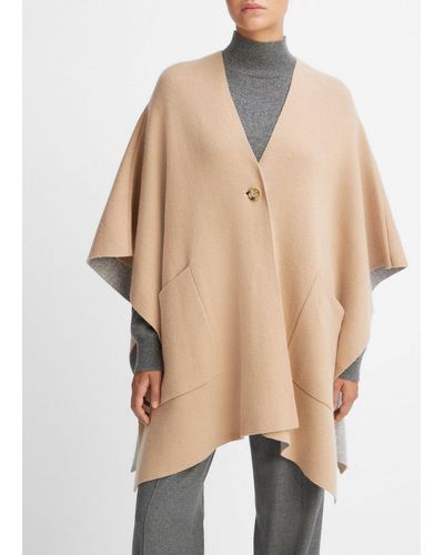 Vince Wool And Cashmere Double-face Cape, Camel - Natural