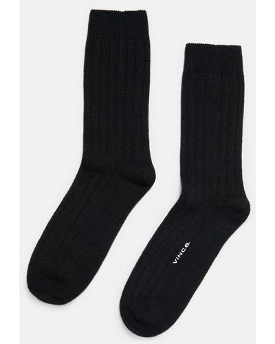 Vince Cashmere Rib Sock, Black, Size Xs/s