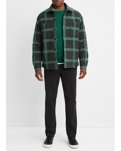 Vince Windowpane Sherpa-lined Shirt Jacket, Green, Size Xs